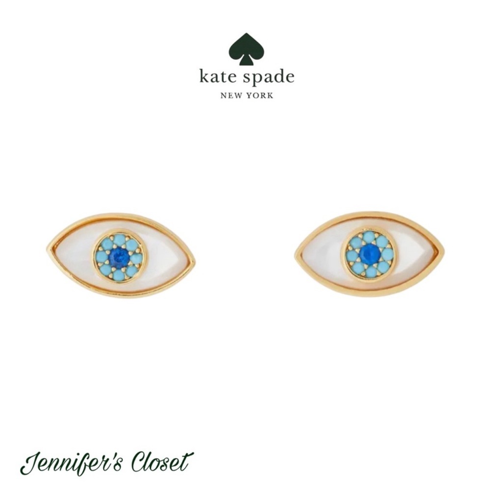 Kate Spade Mother Of Pearl Evil Eye Stud Earrings / NWT